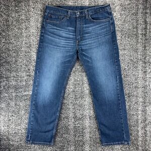 Levi's 505 Regular Fit Men's Jeans W36 L30 Blue Stretch Whiskering Medium Wash